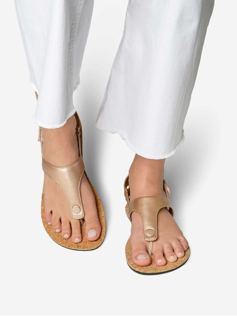 Feelgrounds Metallic Rose Gold Cork Sandals - Picture 4 of 7